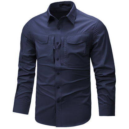 Men's Long Sleeve Outdoor Shirt with Ripstop, Chest Pockets and Zipper Pocket Shop Velvia