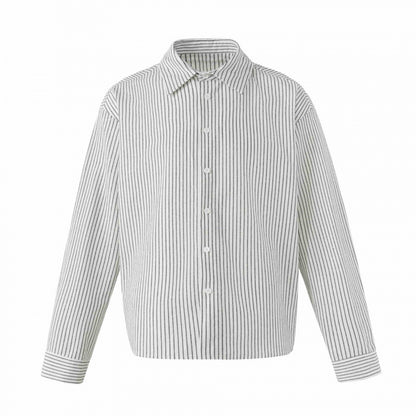 Unisex Oversize Pinstripe Shirt with Boxy Silhouette and Shirt Collar Shop Velvia