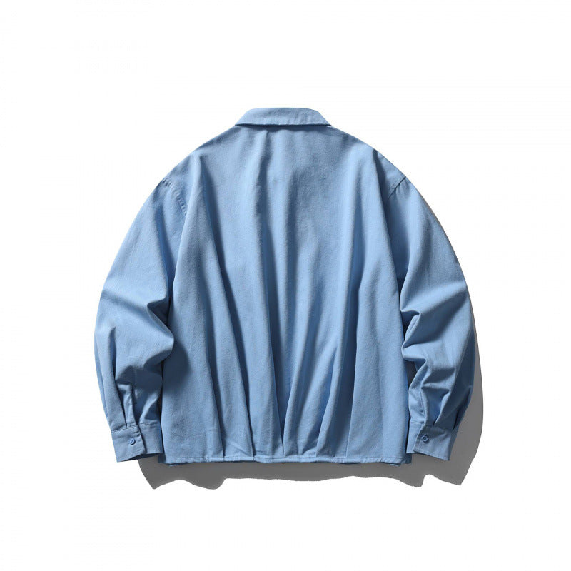 Unisex Boxy over-jacket with shirt collar, concealed zipper and soft drape Shop Velvia