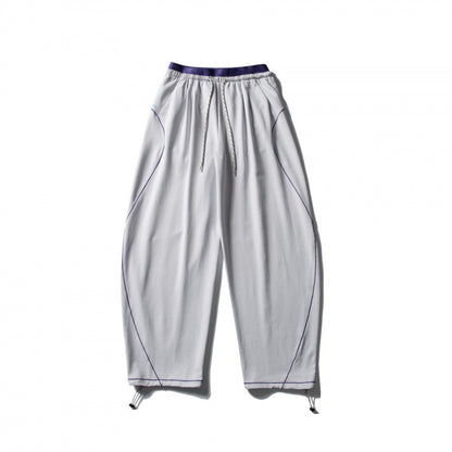 Unisex Wide Tech Jogging Pants with Drawstring, Contrast Seams and Adjustable Hem Shop Velvia
