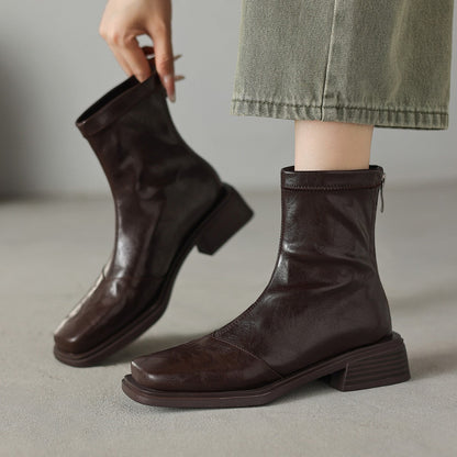 Women's ankle boots with stylish block heel and high-quality leather upper Shop Velvia