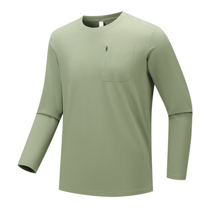 Men's multifunctional long-sleeve tech shirt with chest zip pocket Shop Velvia