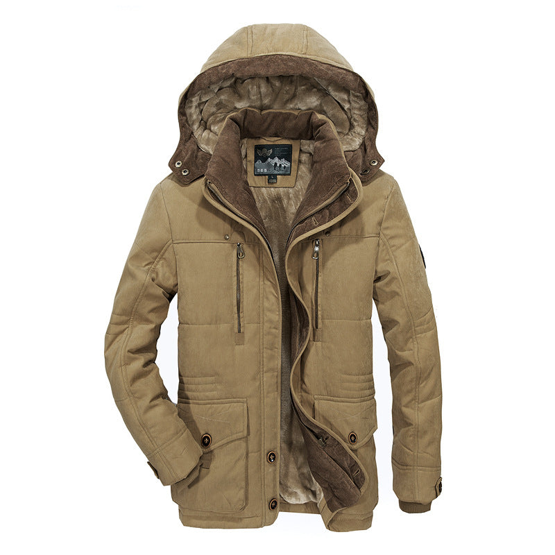 Men's winter parka with teddy lining, hood and water-repellent canvas outer layer Shop Velvia