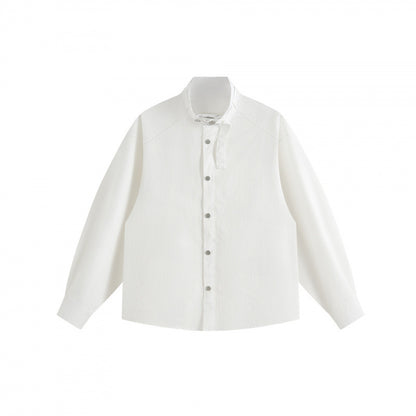 Unisex Boxy Overshirt with Stand Collar, Tie Loop and Snap Button Placket Shop Velvia