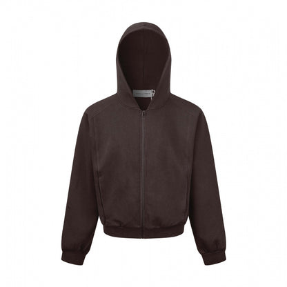 Unisex Short cut hooded zip jacket made of heavy French terry with elastic hem and raglan sleeves Shop Velvia