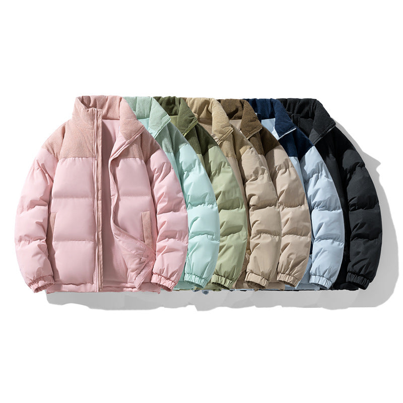Men's quilted winter jacket with cord trim, high stand-up collar, and warm insulation Shop Velvia