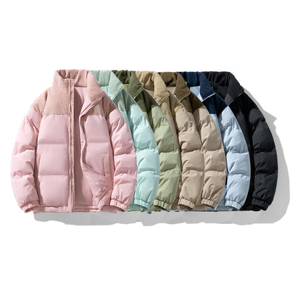 Men's quilted winter jacket with cord trim, high stand-up collar, and warm insulation Shop Velvia