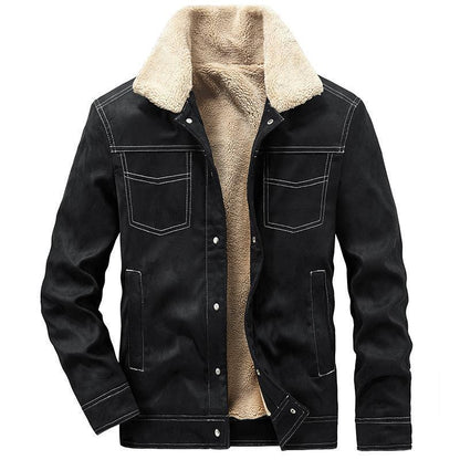 Men's suede jacket with Sherpa lining, teddy inner lining and snap button closure Shop Velvia