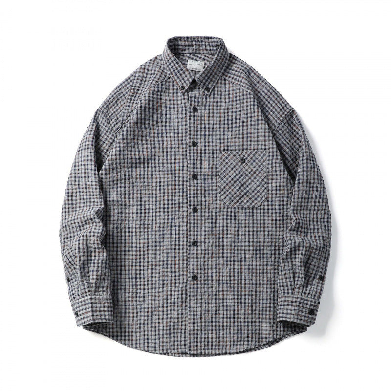 Men's Quilted Checkered Overshirt Jacket with Chest Pocket Shop Velvia