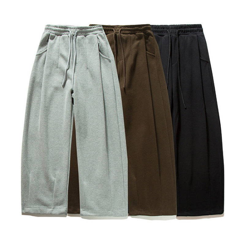 Unisex Wide Jogging Pants with Pleats, Elastic Drawstring and Side Pockets Shop Velvia