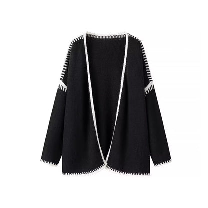 Women's Oversized Cardigan with Contrasting Crochet Edges Shop Velvia