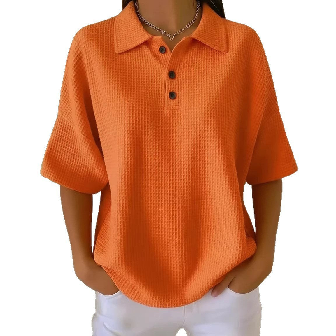Women's sporty polo shirt made of waffle piqué Shop Velvia