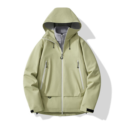 Men's technical insulating softshell jacket with hood and fleece inner collar Shop Velvia