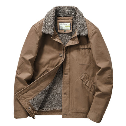 Men's insulated canvas work jacket with sherpa lining and shirt collar Shop Velvia