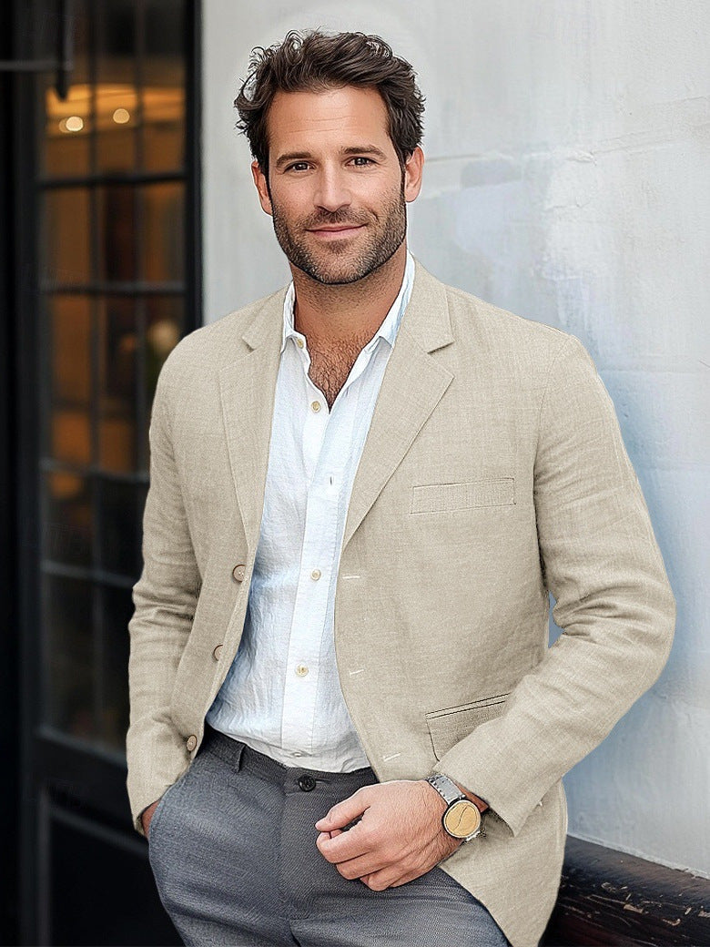 Men's Casual Linen Blazer Shop Velvia
