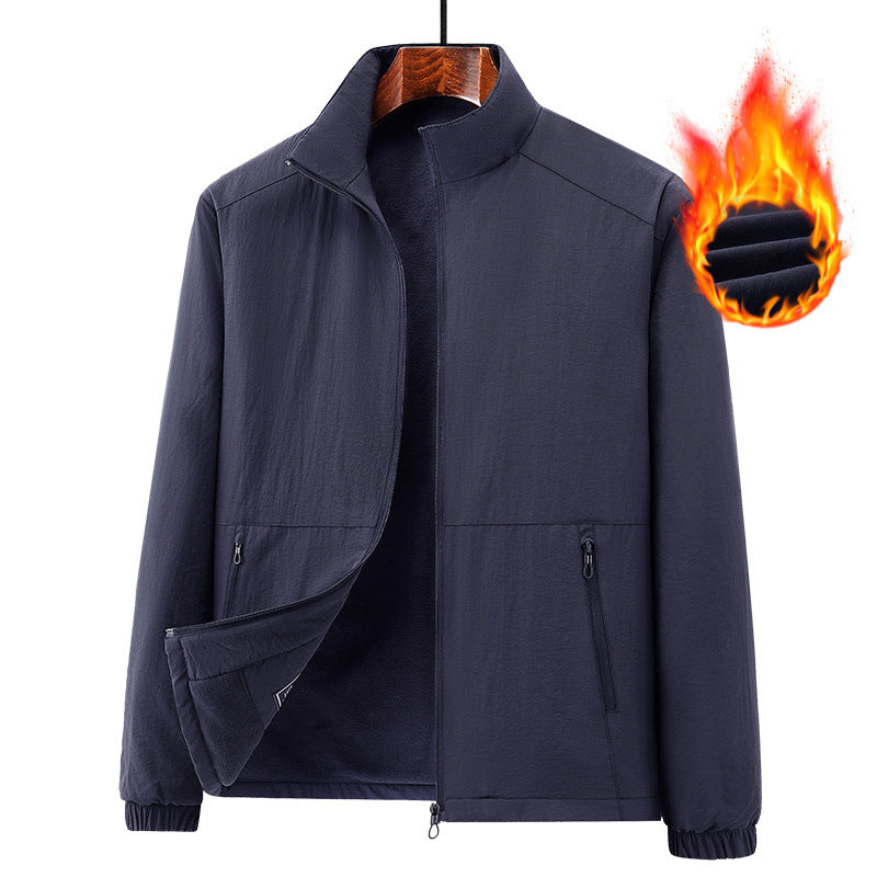 Men's lightweight windproof fleece jacket with stand-up collar and zip pockets Shop Velvia