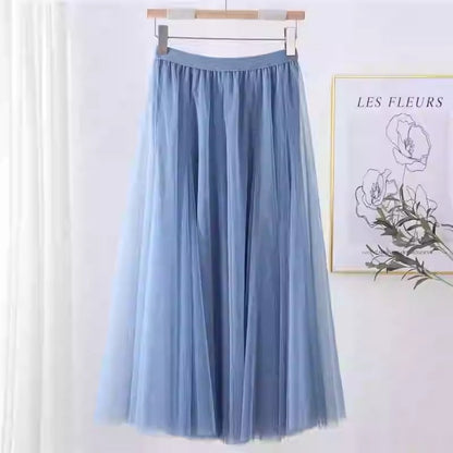 Women's Tulle Skirt Layered Floor-Length A-Line Elastic Waistband