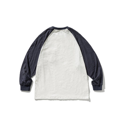 Unisex Casual Raglan Long Sleeve with Contrast Sleeves and Patch Pocket Shop Velvia