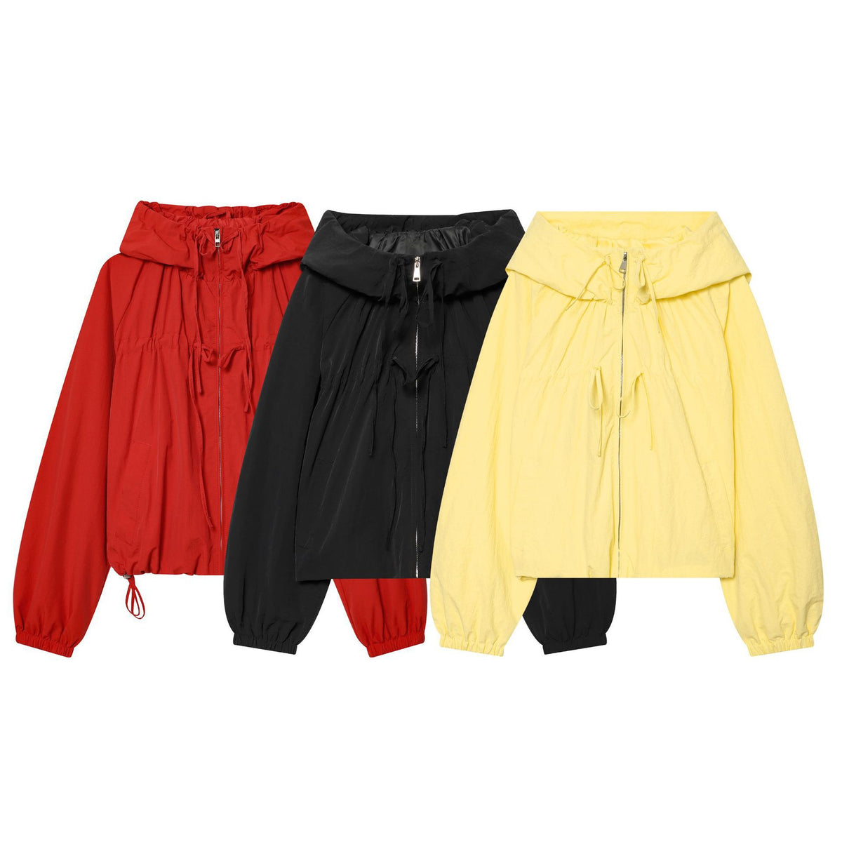 Women's lightweight cropped hoodie jacket with drawstring and zipper Shop Velvia