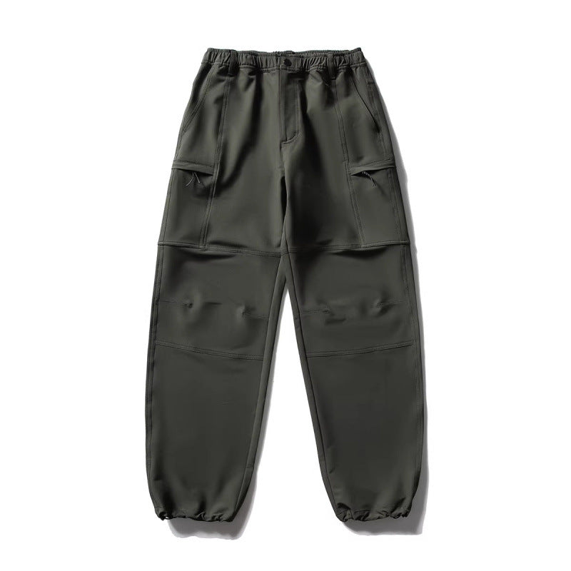 Men's Technical Cargo Casual Pants with Elastic Waistband, Knee Panels, and Zipper Pockets Shop Velvia