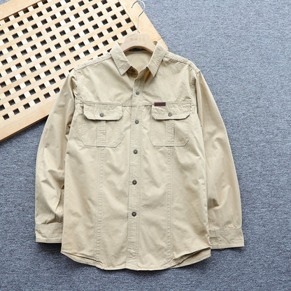 Men's shirt jacket made of cotton twill with chest flaps and button placket Shop Velvia