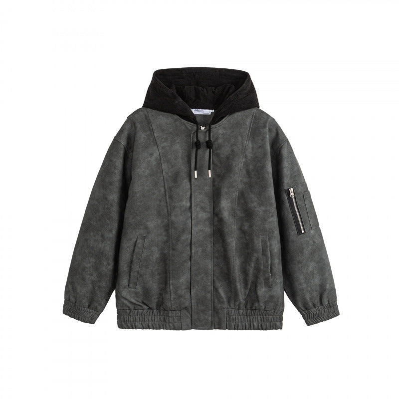 Unisex Oversize Hoodie Bomber Jacket in Velour Look with Hood, Arm Pocket and Elastic Hem Shop Velvia