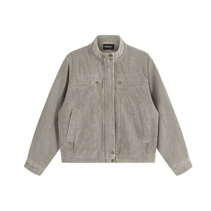 Unisex Cord-Boxy-Jacket with stand-up collar, hidden snap button placket and patch pockets Shop Velvia