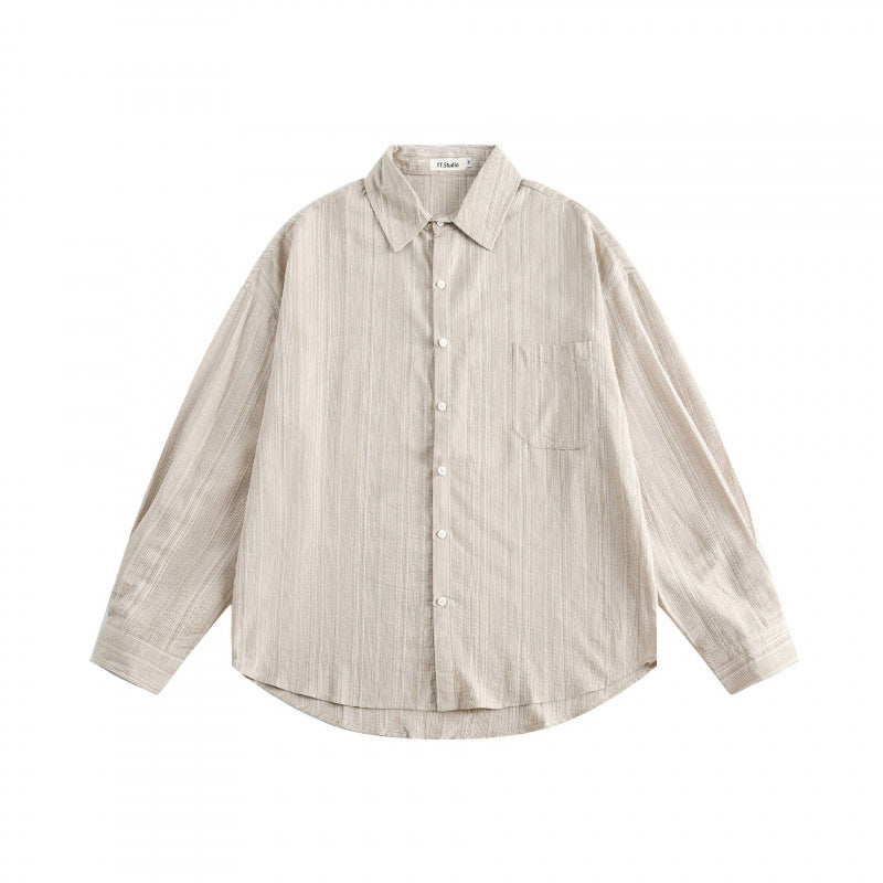 Unisex Oversize striped shirt with chest pocket and rounded hem Shop Velvia
