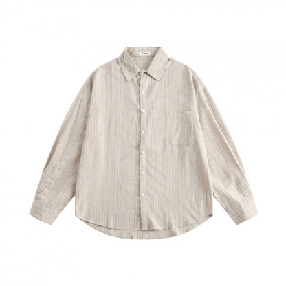 Unisex Oversize striped shirt with chest pocket and rounded hem Shop Velvia