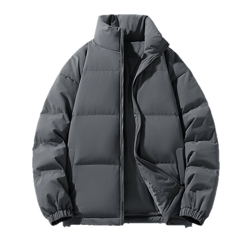 Men's Padded Puffer Jacket with High Stand Collar, Windproof Outer Layer and Adjustable Drawstring Hem Shop Velvia