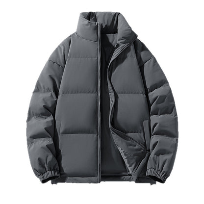 Men's Padded Puffer Jacket with High Stand Collar, Windproof Outer Layer and Adjustable Drawstring Hem Shop Velvia