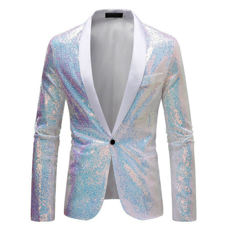 Shop Velvia Men's Sequin Blazer with Shawl Collar