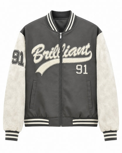 Men's varsity bomber jacket in letterman style with chenille applications Shop Velvia