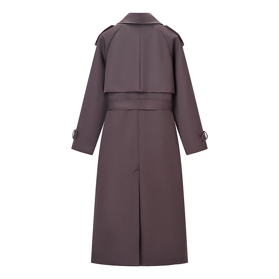 Women Longer tailored trench coat with double button placket, epaulettes and tie belt Shop Velvia