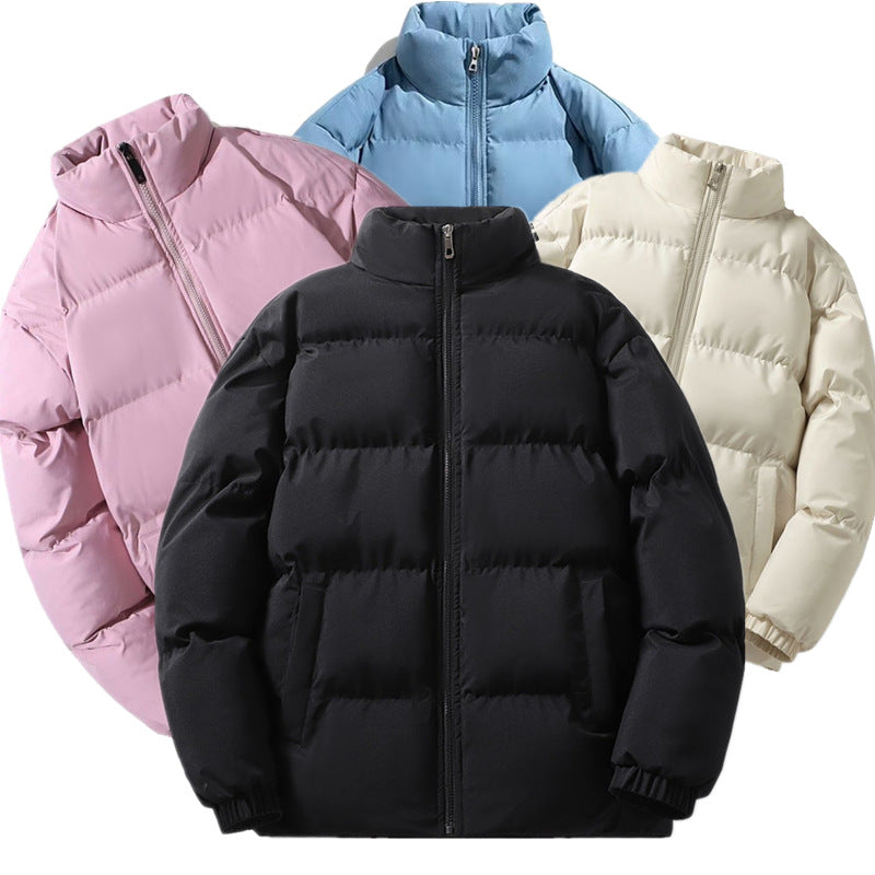 Women's Short Cut Thermal Puffer Jacket with Stand-Up Collar and Minimalist Zipper Front Shop Velvia