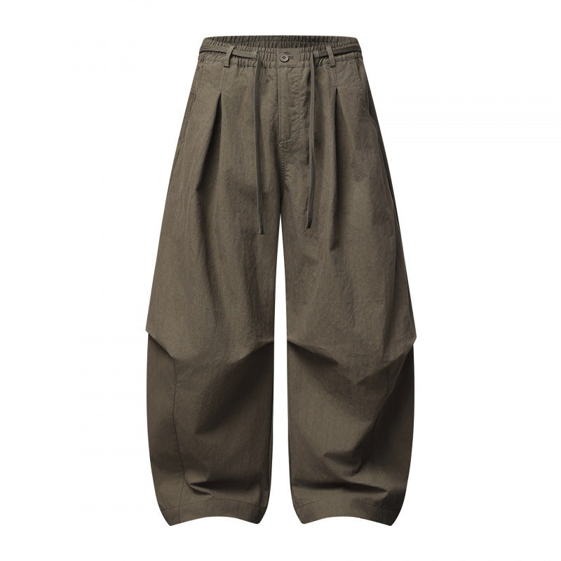 Unisex wide layered pants with balloon-shaped silhouette, high waist and drawstring Shop Velvia