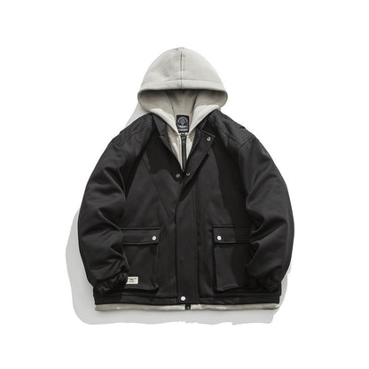 Men's Two-Layer Utility Jacket with Integrated Hood Inner Layer and Flap Pockets Shop Velvia