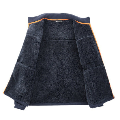 Men's microfleece outdoor jacket with waterproof breast pocket, stand-up collar, and teddy fleece lining Shop Velvia