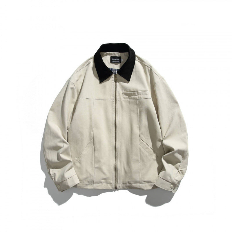 Unisex Short-cut Overshirt Jacket with Cord Collar, Chest Pocket and Precise Seam Details Shop Velvia