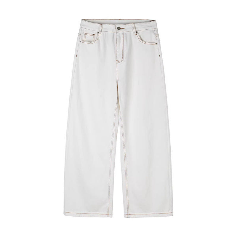 Women's Wide High-Waist Culotte Jeans with Visible Contrast Seams Shop Velvia