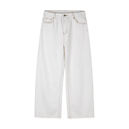 Women's Wide High-Waist Culotte Jeans with Visible Contrast Seams Shop Velvia