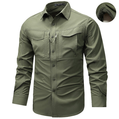 Men's Long Sleeve Outdoor Shirt with Ripstop, Chest Pockets and Zipper Pocket Shop Velvia