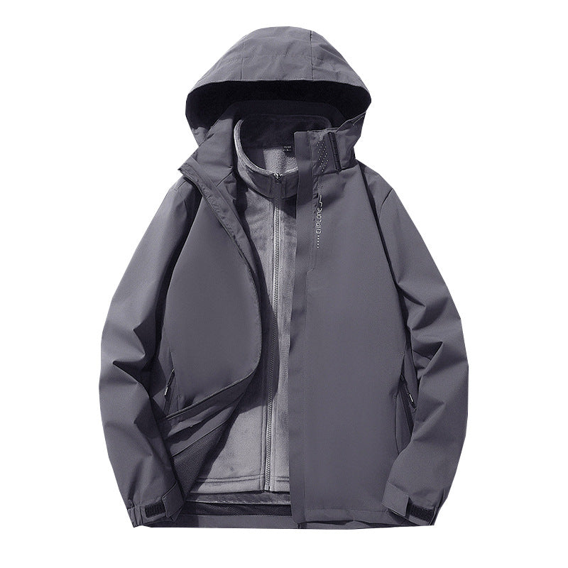 Men's three-layer waterproof outdoor softshell jacket with detachable fleece inner jacket Shop Velvia