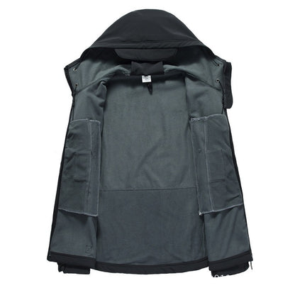 Men's Tactical Softshell Jacket with Hood, Camouflage Pattern and Multiple Zipper Pockets Shop Velvia