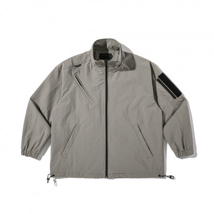 Unisex Lightweight Technical-Utility Jacket with Stand Collar, Zipper Pockets and Drawstring Hem Shop Velvia