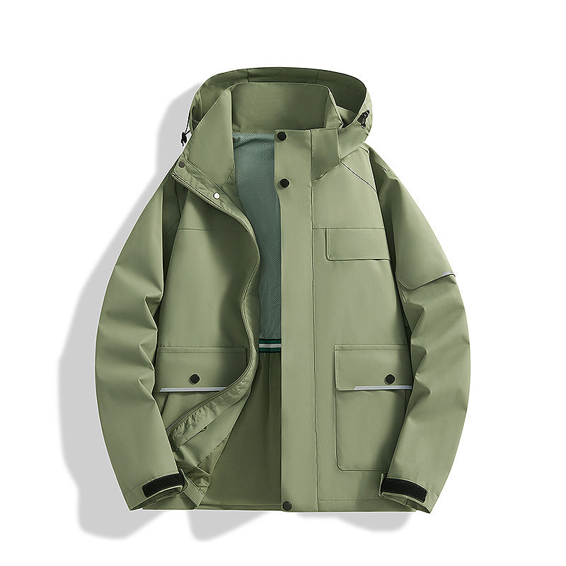 Men's three-layer trekking jacket with welded seams, hood, and multifunction pockets Shop Velvia