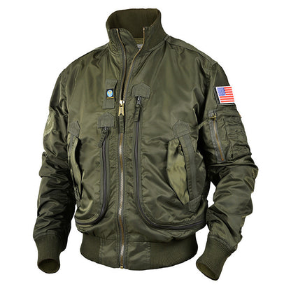 Men's Tactical-Style Camo Bomber Jacket with Multiple Pockets and Ribbed Cuffs Shop Velvia