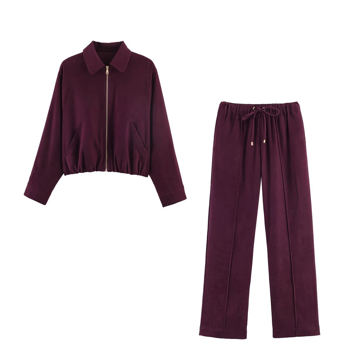 Ladies short cut velour look bomber jacket with lapel collar and elastic hem Shop Velvia