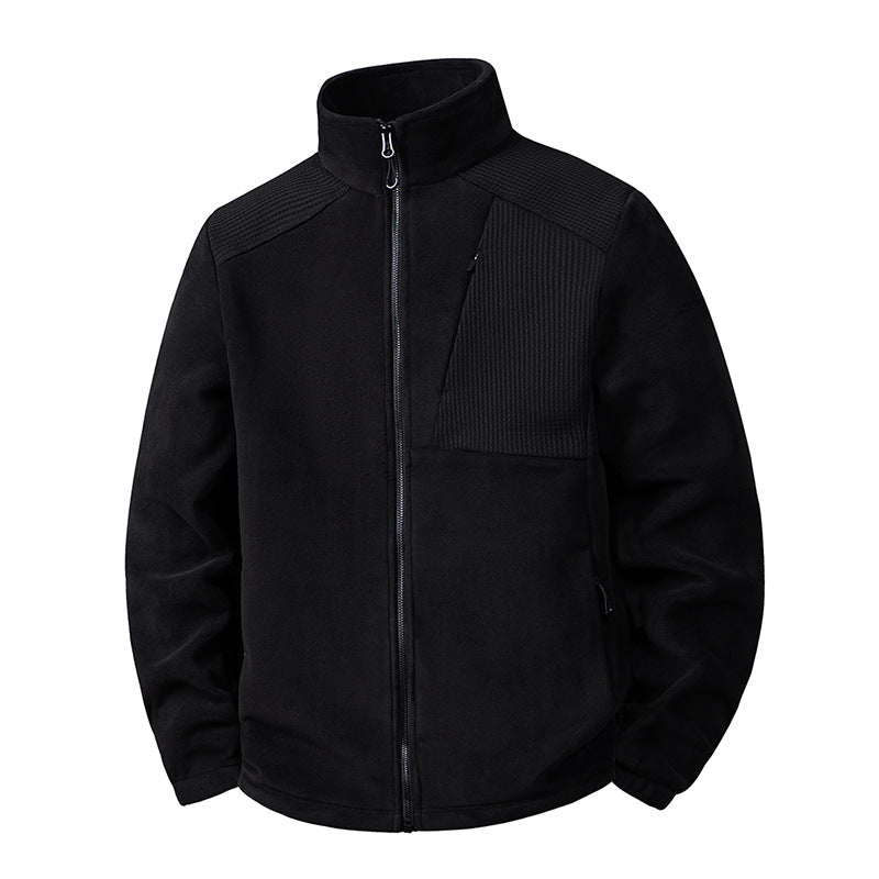 Men's fleece jacket with stand-up collar and reinforced shoulder panels Shop Velvia