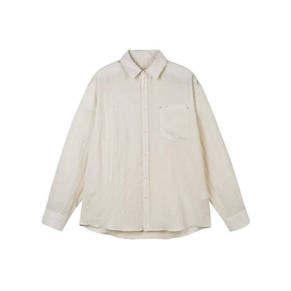 Men's Casual Long Sleeve Relaxed Fit Leisure Shirt made of Linen-Cotton Mix with Chest Pocket Shop Velvia